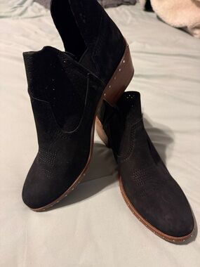 Vince Camuto Black Suede Western-Style Studded Ankle Booties